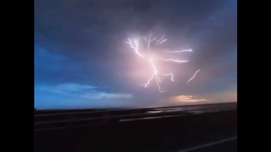 Images of lightning filling the sky off North Carolina shows that the new Rodanthe “Jug Handle” Bridge may soon become a tourist attraction along the Outer Banks.