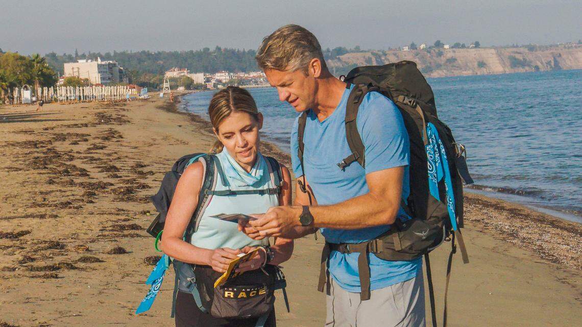 Kim and Penn Holderness in the Feb. 16, 2022, episode of “The Amazing Race.”