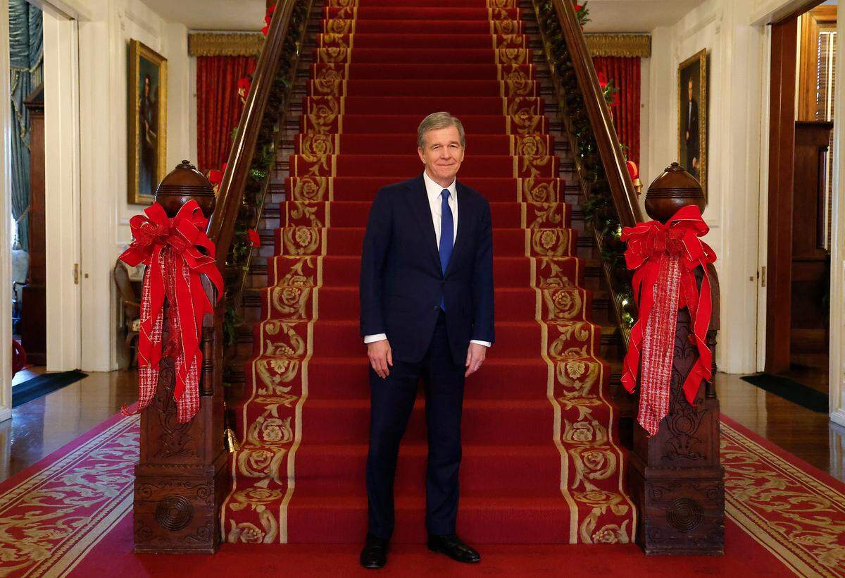 Gov. Roy Cooper is photographed at the Executive Mansion on Thursday, Dec. 12, 2024, in Raleigh, N.C.