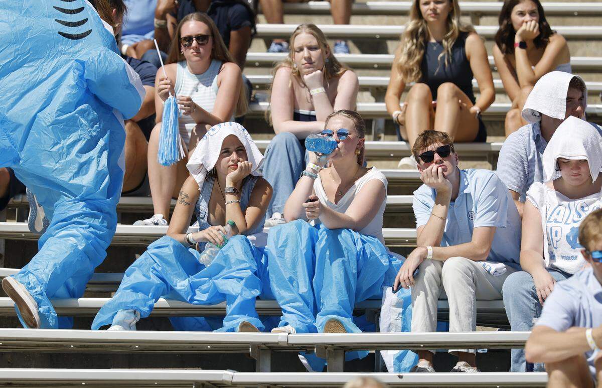 North Carolina fans watch during the first half of UNC’s game against Clemson at Kenan Stadium in Chapel Hill, N.C., Sat. Oct. 4, 2025.