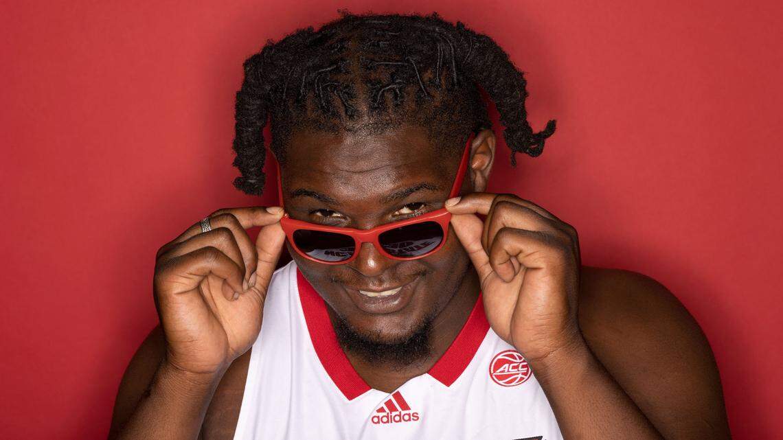 N.C. State’s D.J. Burns poses for a portrait during the Wolfpack men’s basketball media day on Thursday, Sept. 21, 2023, in Raleigh, N.C.