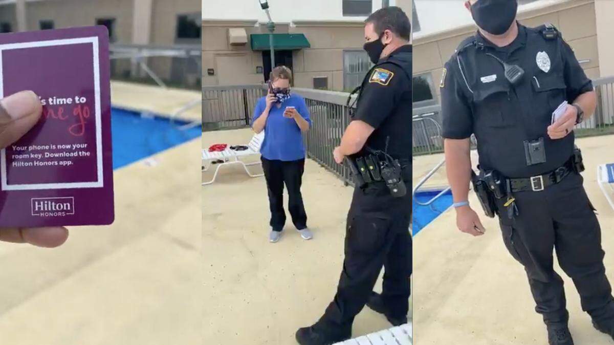 An employee at a Hampton Inn in Williamston, North Carolina, reportedly called the police on a Black woman and her family who were using the swimming pool. She is no longer employed by the hotel, Hampton by Hilton said.