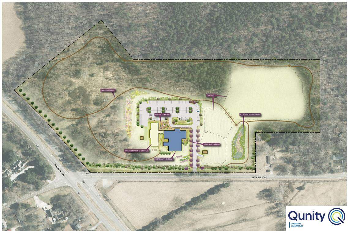 A rendering of the new Bahama Veterinary Medical Center, situated on 28 acres in Durham County.