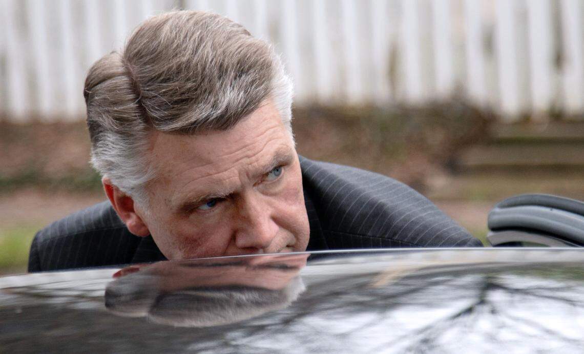 Mark Harris, Republican candidate in North Carolina‚Äôs 9th Congressional race prepares to get into a waiting car after making a statement before the state board of elections calling for a new election during the fourth day of a public evidentiary hearing on the 9th Congressional District voting irregularities investigation Thursday, Feb. 21, 2019, at the North Carolina State Bar in Raleigh.