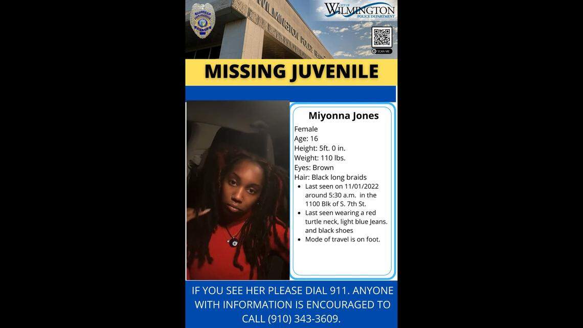 Miyonna Jones has been missing for nearly a week, North Carolina cops said.