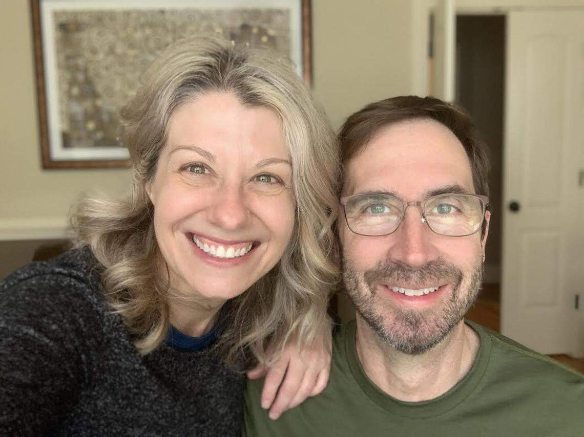 Laurie Ruettimann cut her husband Ken Ruettimann’s hair during quarantine, despite his reservations.