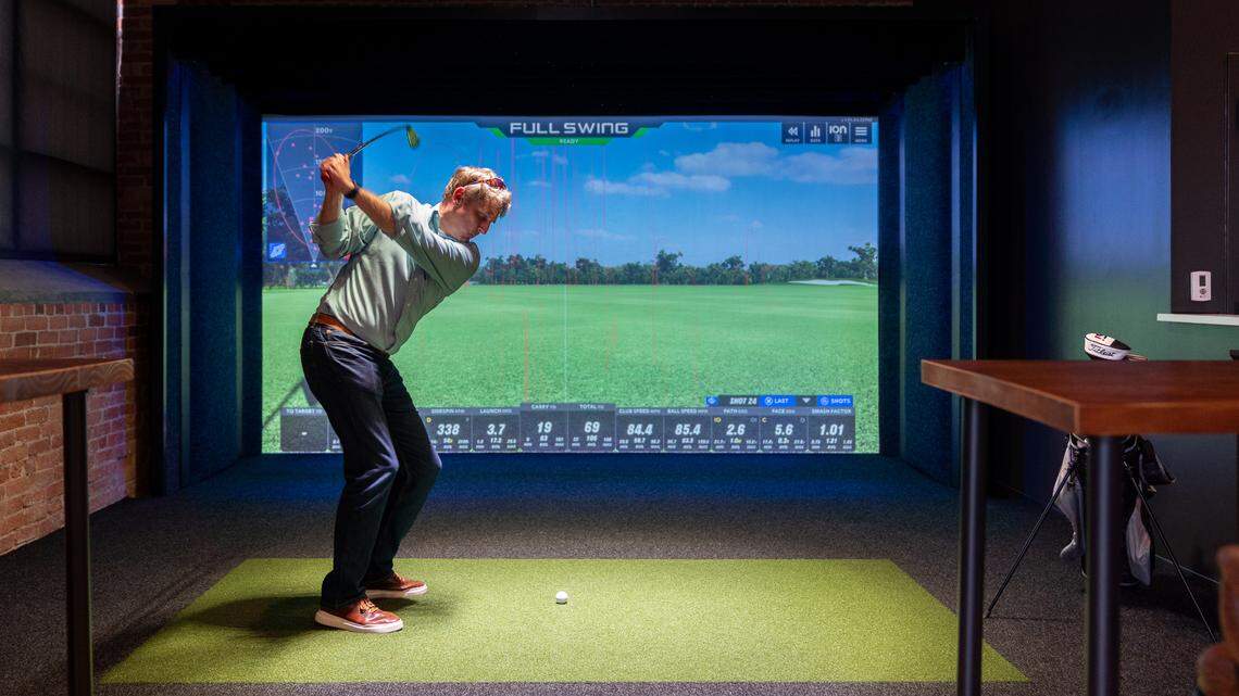 Full Swing Golf simulators at Durham’s State of Golf NC allow users to play sports including golf, soccer and baseball.