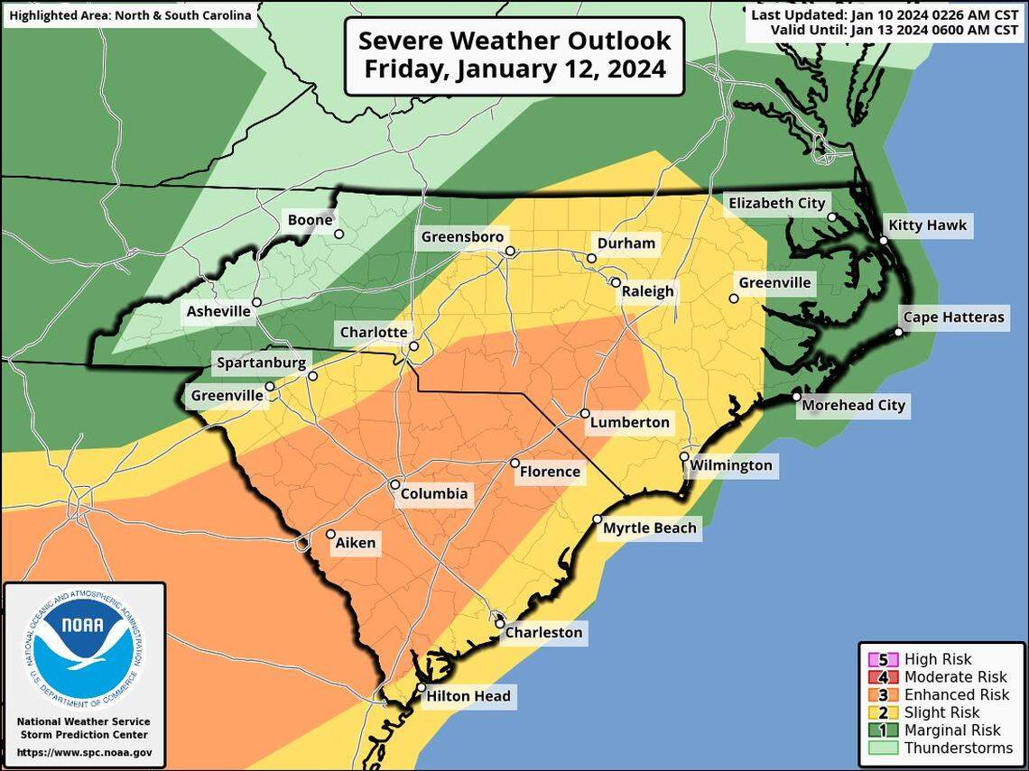 Another low-pressure system will move into North Carolina on Friday with wind, rain and an elevated chance of severe weather such as thunderstorms or tornadoes