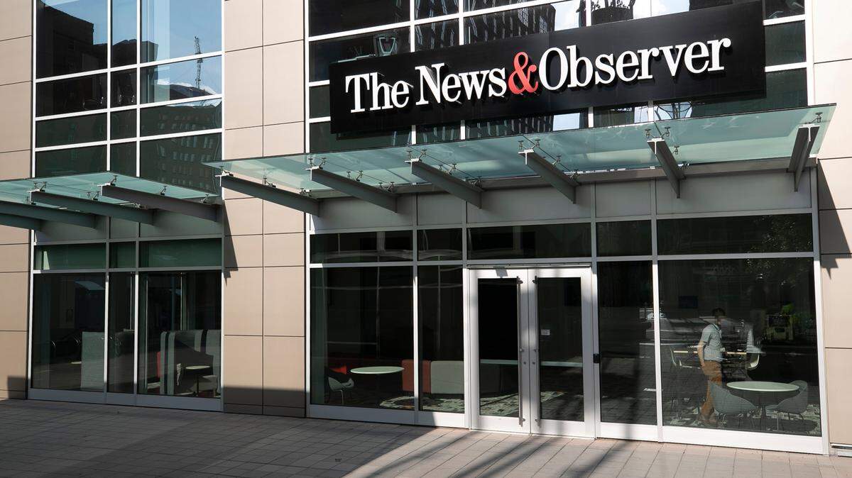 The News & Observer office on Fayetteville Street in Raleigh.