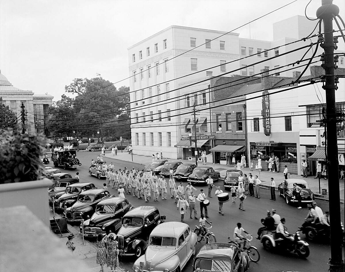 'Forty and Eight' Parade, Fayetteville Street, downtown Raleigh. Forty and Eight was an honor society of World War l veterans within the American Legion.