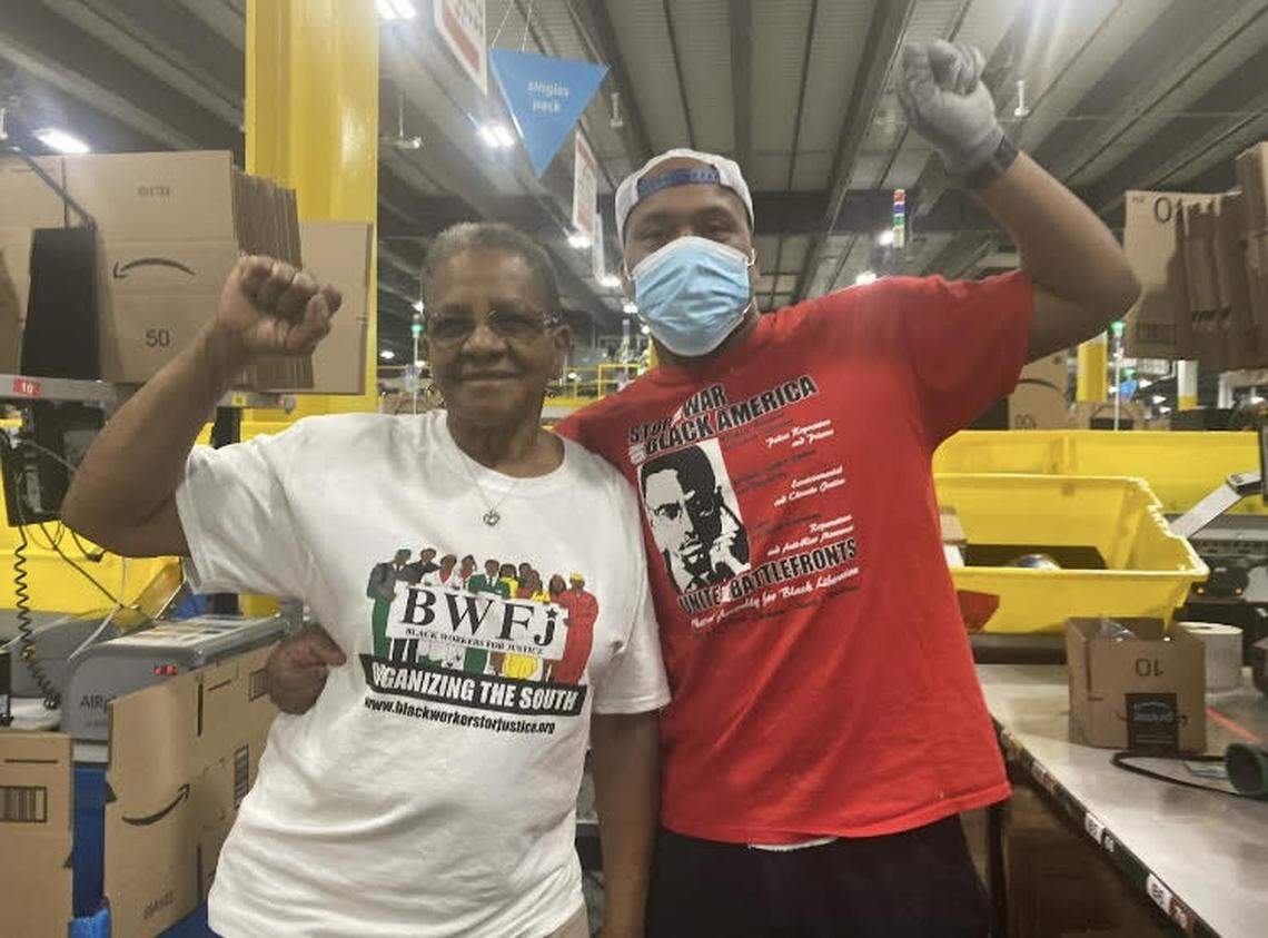 Amazon employees Mary Hill and Ryan Brown are trying to get a massive union campaign off the ground in Garner, N.C.