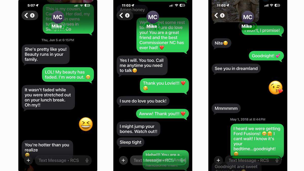 Screenshots of text exchanges provided by April Taylor.
