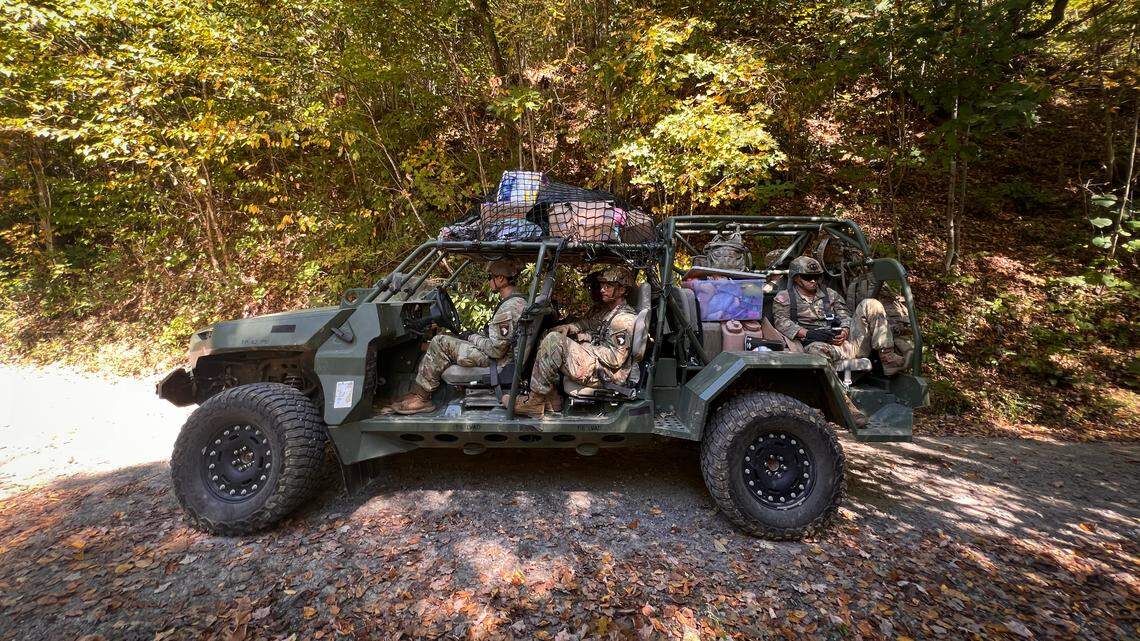 Photos: Army uses tactical vehicles to bring supplies to hard-hit NC mountains after Helene