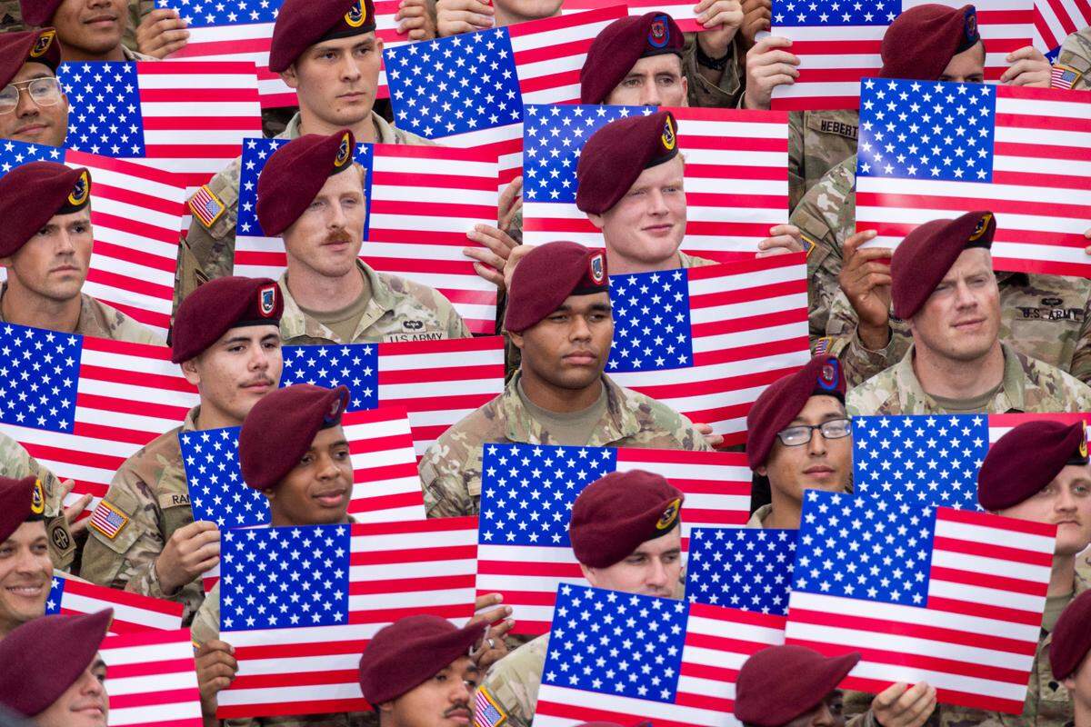 Soldiers await President Donald Trump’s arrival Tuesday, June 10, 2025, at Fort Bragg, during a ceremony marking the U.S. Army’s 250th anniversary. Defense Secretary Pete Hegseth and Army Secretary Dan Driscoll, a North Carolina native and University of North Carolina at Chapel Hill alumnus, also attended.