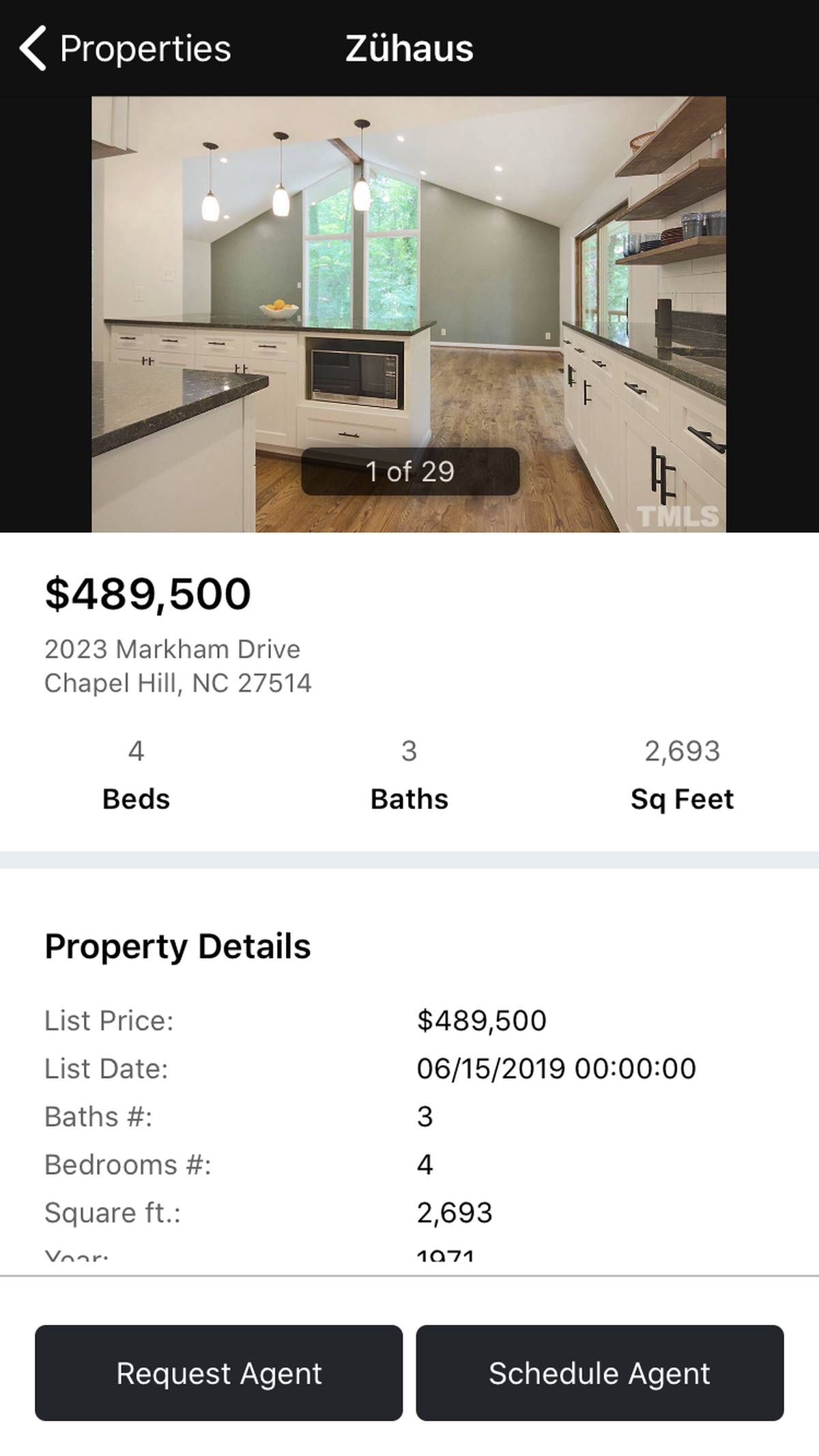 A home listing on the Zuhaus app.