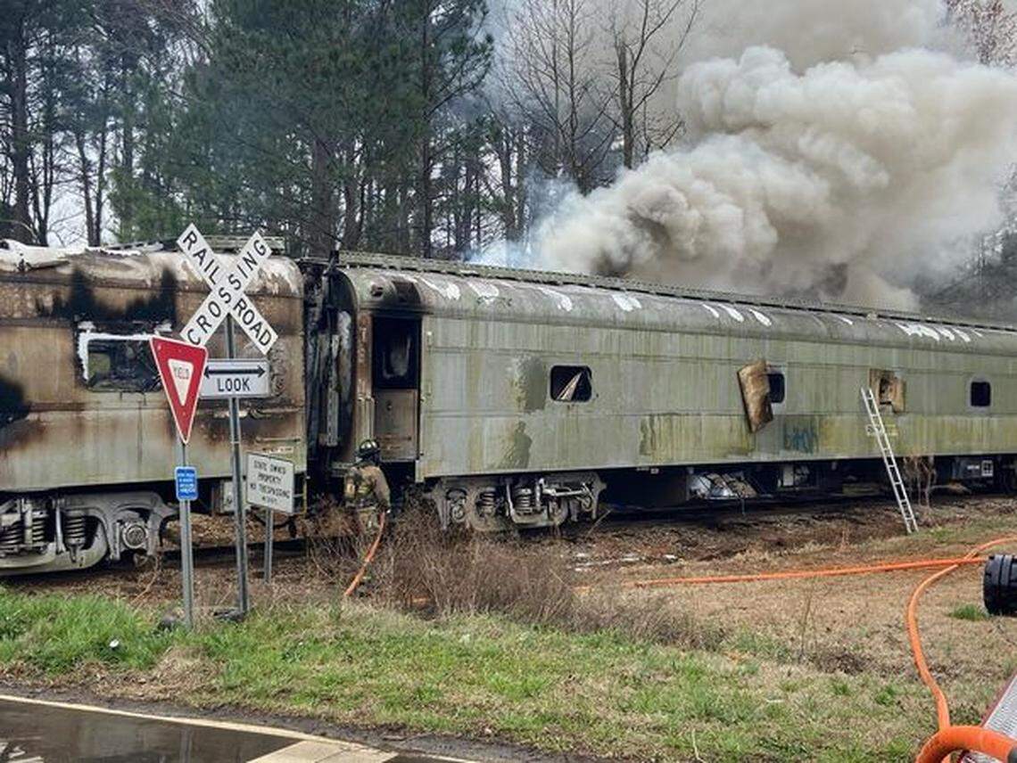 The train cars had to be moved about a mile to a crossing east of Spring Hope so firefighters could get access to them.