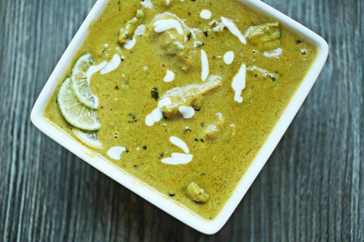 The mango lime chicken entree from Lime & Lemon Indian Grill & Bar includes boneless chicken cooked with mango flavor and a hint of lime.