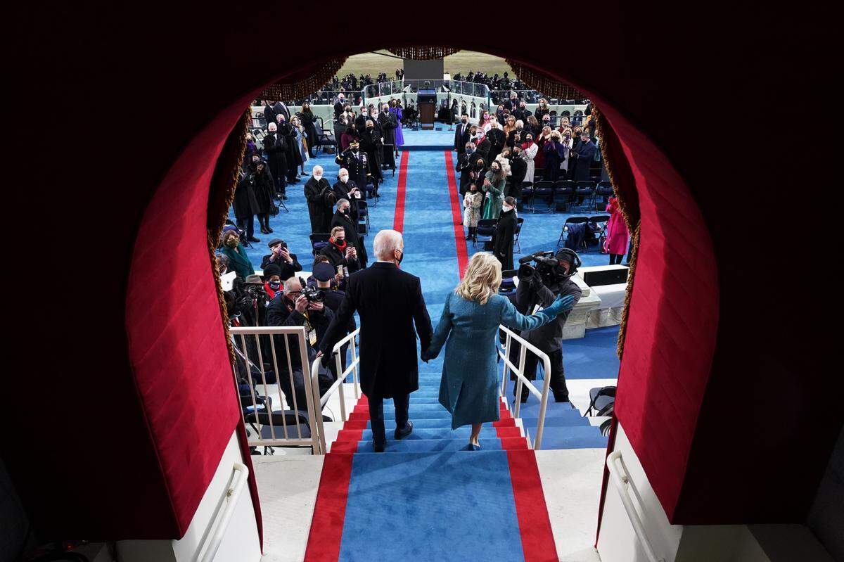 President-elect Joe Biden and his wife Dr. Jill Biden arrive for his inauguration at the Capitol in Washington on Wednesday, Jan. 20, 2021.