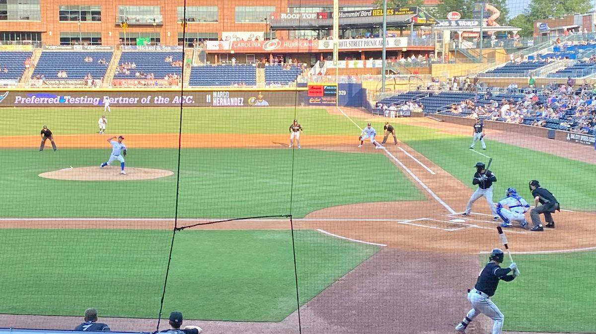 Chris Archer of the Durham Bulls, on a rehab assignment for the Tampa Bay Rays, delivers a pitch early in a game against the Charlotte Knights at Durham Bulls Athletic Park in Durham, N.C., on Thursday, July 22.