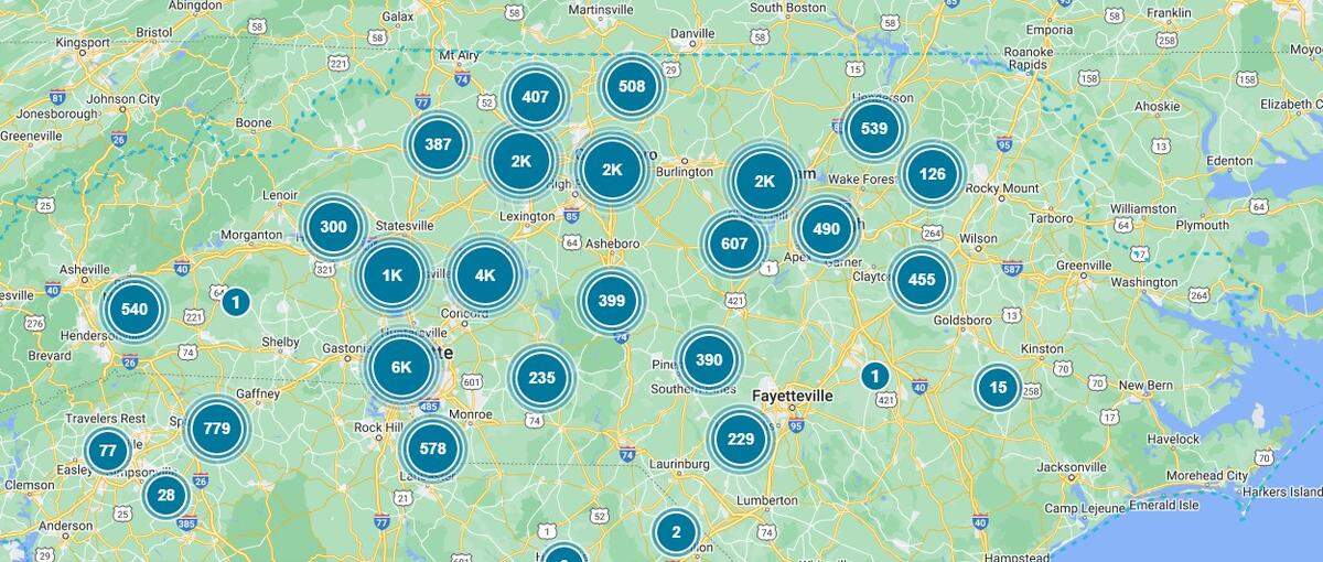 Here’s a look at Duke Energy power outages in North Carolina after Tropical Storm Debby on Aug. 8, 2024 as of 9 p.m.