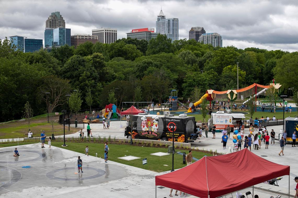 Chavis Park re-opened to the public on Saturday June 12, 2021 in Raleigh, N.C. after being closed for two years while the new community center, playground and splash fountain were built.