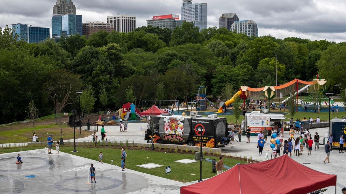 Chavis Park re-opened to the public on Saturday June 12, 2021 in Raleigh, N.C. after being closed for two years while the new community center, playground and splash fountain were built.