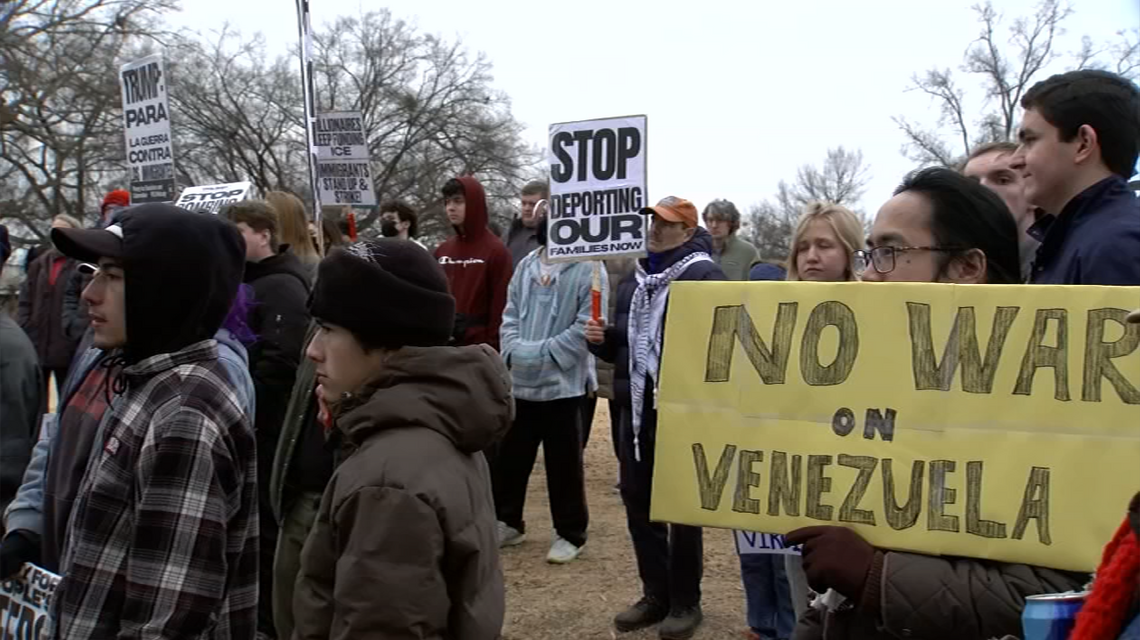 Protest denouncing US action in Venezuela draws over 100 to downtown Raleigh