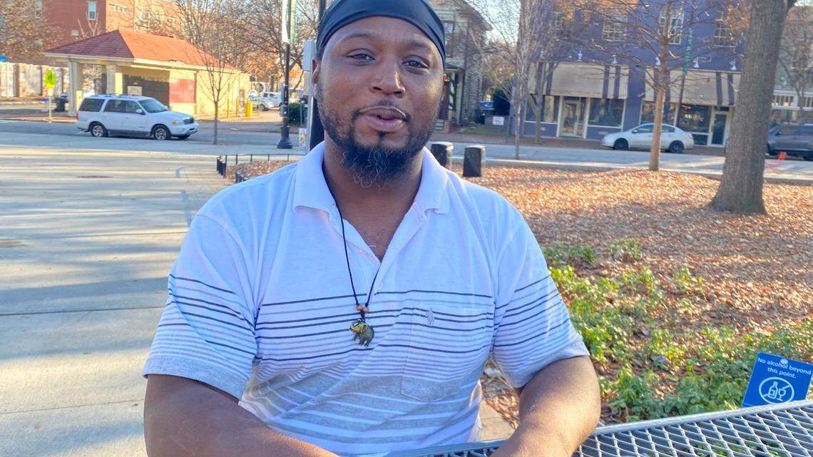 Brandon Anderson, 35, has spent the last seven years passing out blankets to the homeless in downtown Raleigh on Christmas Eve.
