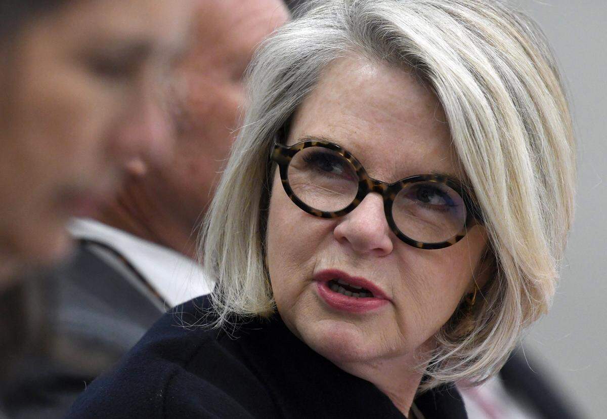 UNC President Margaret Spellings attends the UNC Board of Governors meeting where an emergency session was called where the board is expected to discuss her departure package during a closed session Friday, October 26, 2018 in Chapel Hill, N.C. 