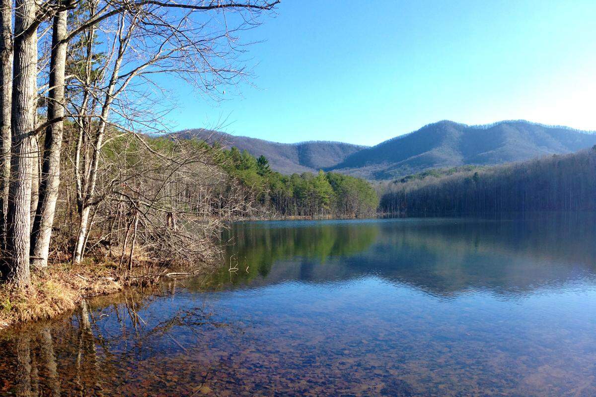 Broughton Hospital Reservoir, also known as Clear Creek Lake, on the western side of South Mountains State Park.
