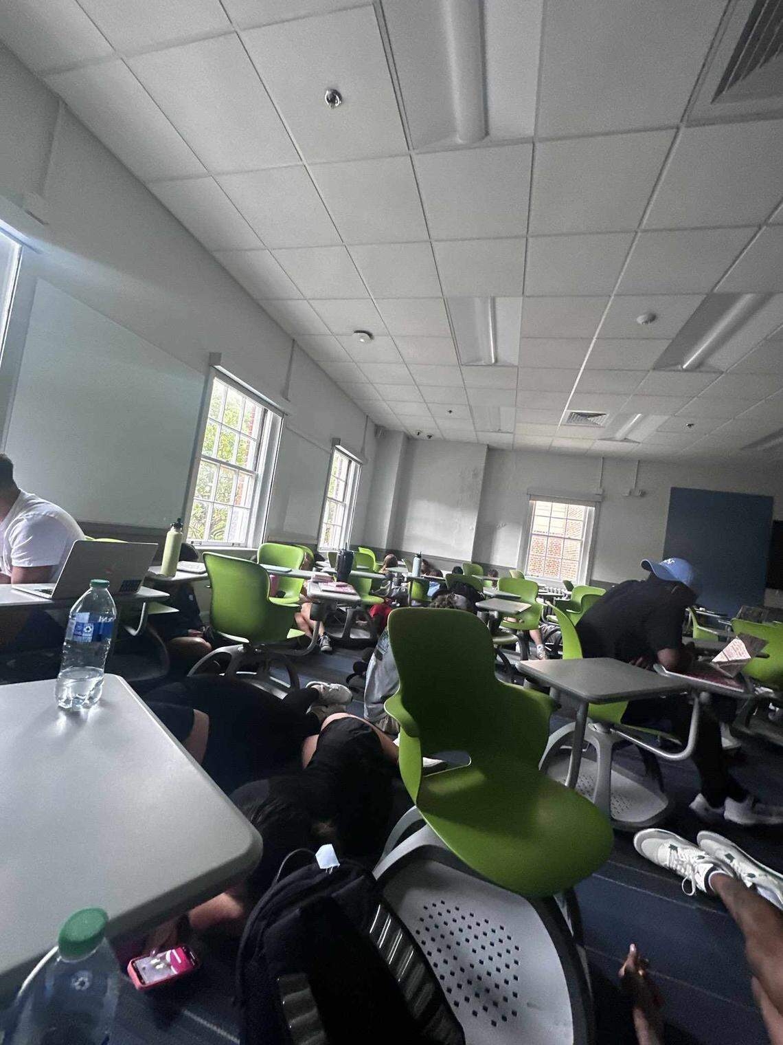 Gavin Blackwell, a member of the UNC Football team, took this photo during the Aug. 28, 2023, lock down from the University of North Carolina Genome Science Building.