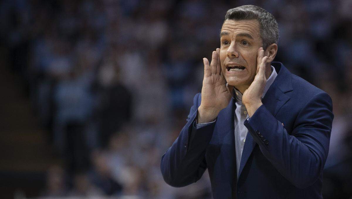 Virginia coach Tony Bennett directs his team on defense during the first half against North Carolina on Monday, February 11, 2019 at the Smith Center in Chapel Hill, N.C.