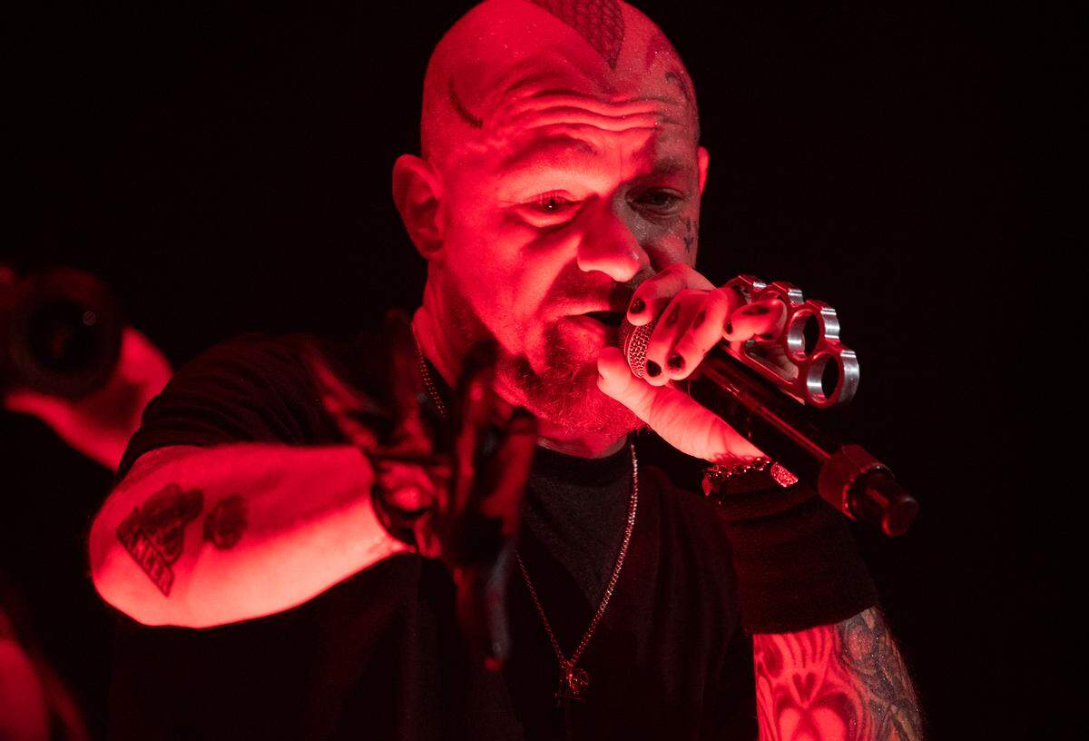Five Finger Death Punch in concert at Raleigh, N.C.’s Coastal Credit Union Music Park at Walnut Creek, Wednesday night, Sept. 7, 2022.