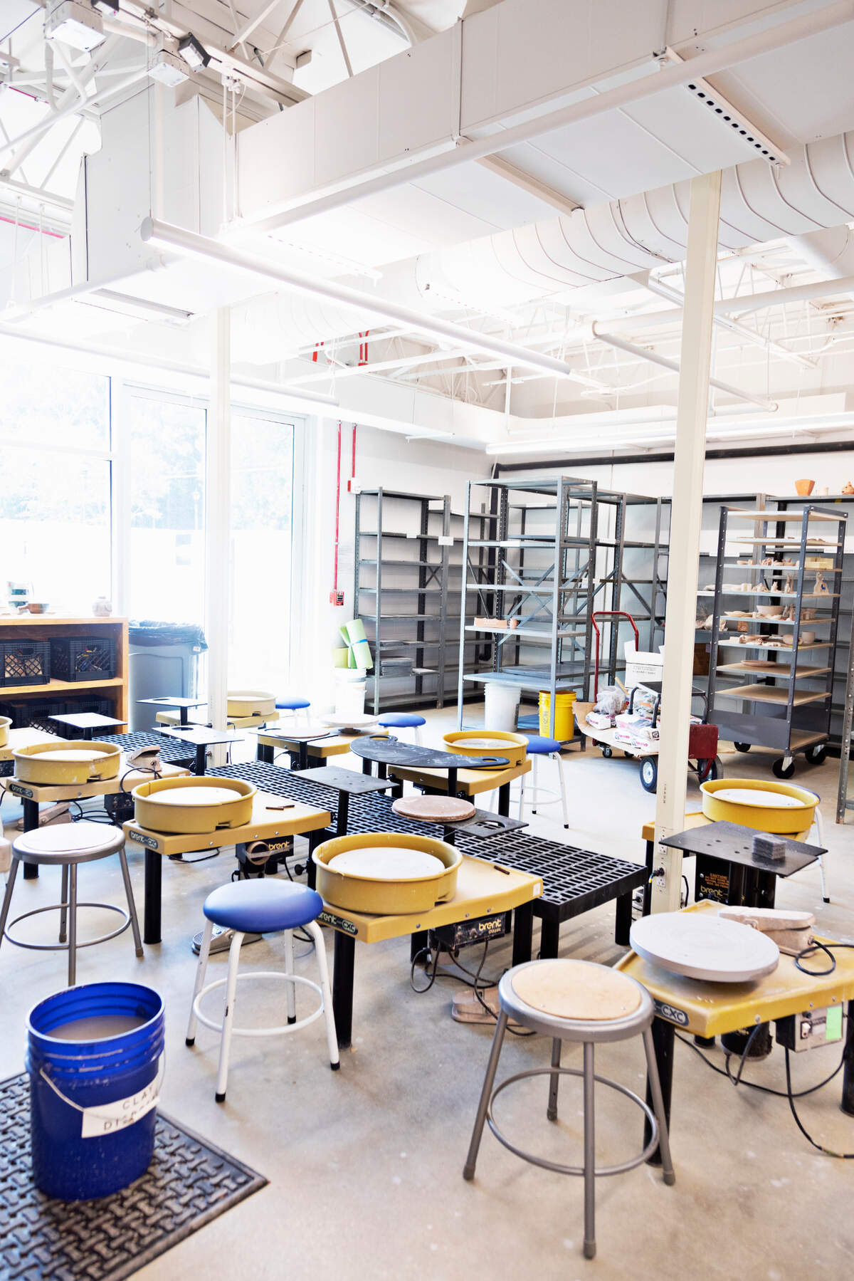 The Pullen Arts Center renovations not only expanded the space by a third, it increased the size of rooms, improved plumbing, power, lighting, and ventilation including the pottery studio.