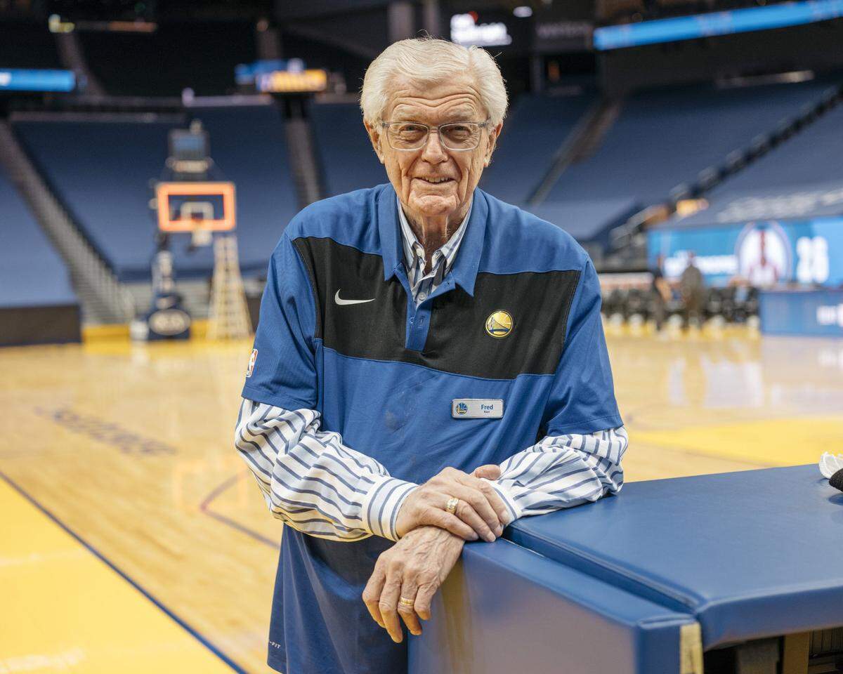 Fred Kast, the official scorer for the Golden State Warriors, at the Chase Center in San Francisco, Jan. 4, 2021.
