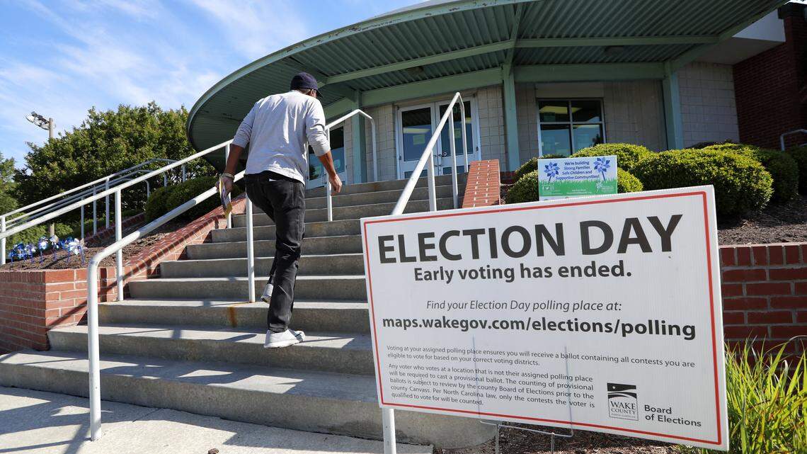 Voters enter the Chavis Community Center in Raleigh during North Carolina's primary elections Tuesday, May 8, 2018.