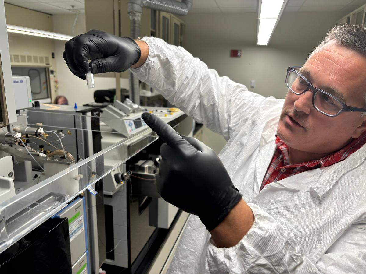 EPA chemist Mark Strynar explains how the federal agency identifies new environmental pollutants at his lab in North Carolina’s Research Triangle Park