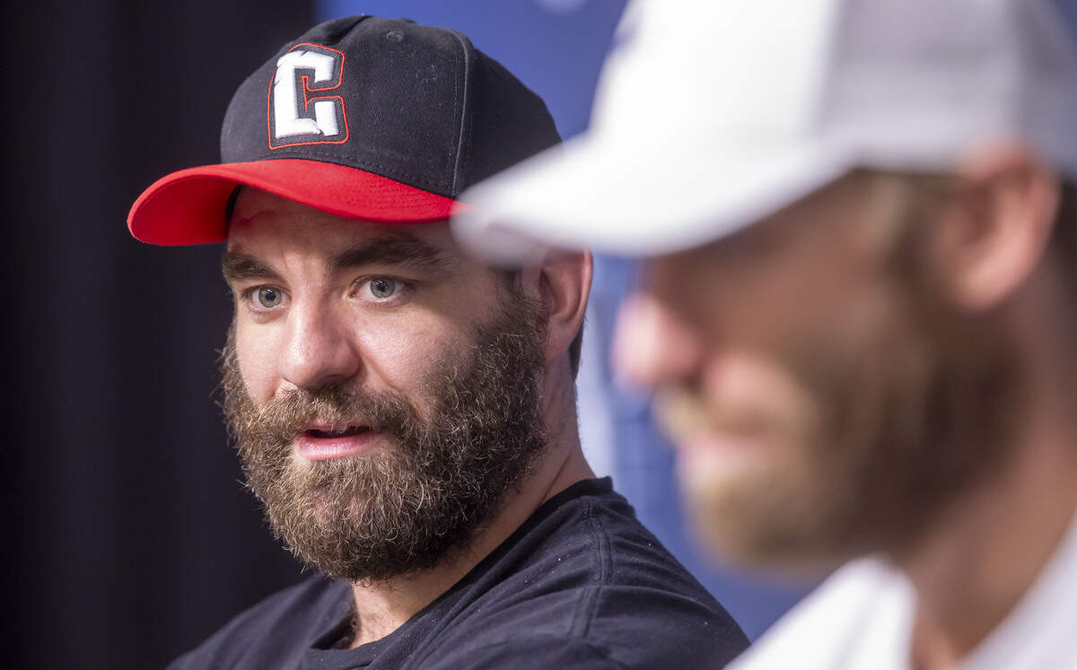 Carolina Hurricanes left wing Jordan Martinook talks about his earliest memories of the Stanley Cup, during a press briefing ahead of Game 6 of the Stanley Cup Final, on Saturday, June 13, 2026 at T-Mobile Arena in Las Vegas, NV.