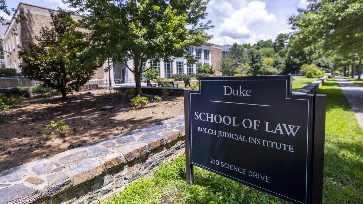An exterior view of the Bolch Judicial Institute of Duke Law School on Duke University’s campus in Durham on Wednesday, July 30, 2025.