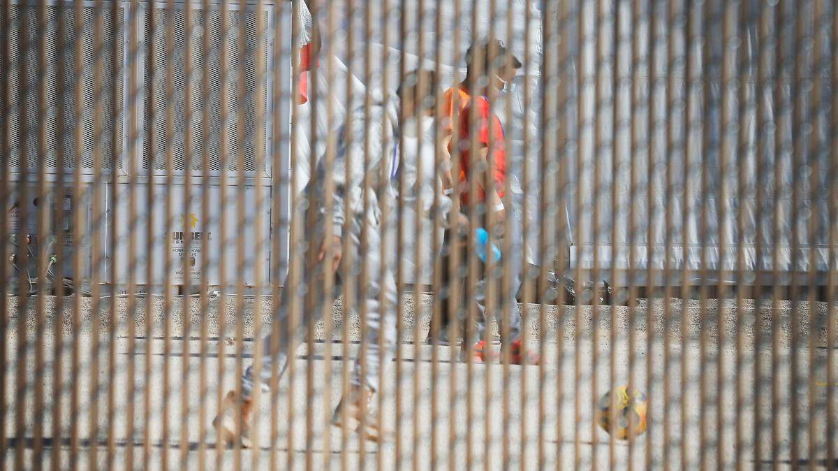 Migrant children play outside at a shelter for unaccompanied minors Friday, April 9, 2021, in Pecos. The property is owned by Target Hospitality. It was formally being used by oil field workers for lodging while at a job worksite. It is now housing migrant children.

Pecos 003