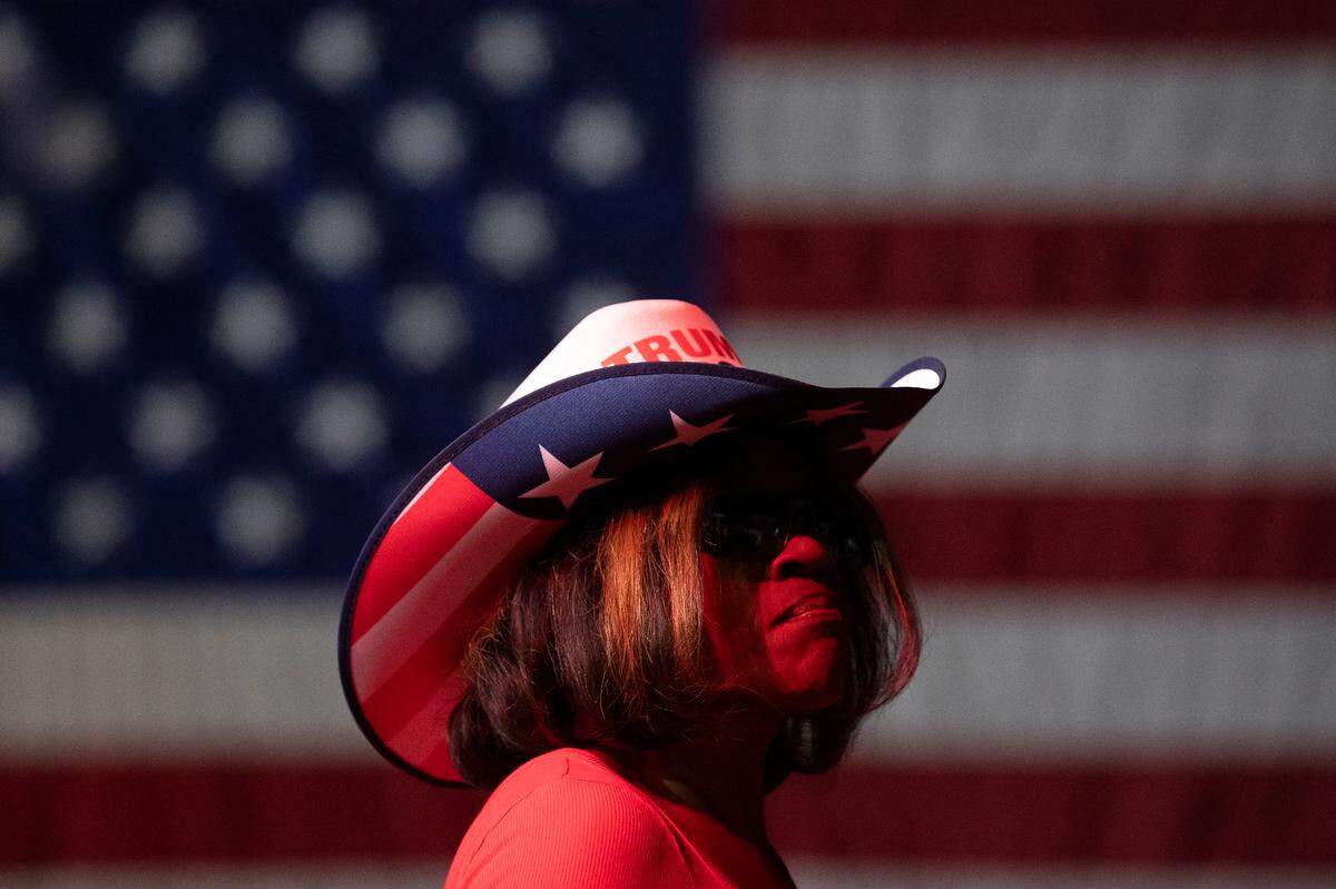 Guests arrive at the Greensboro Coliseum Complex prior to a rally in support of former President Donald Trump on Tuesday, Oct. 22, 2024, in Greensboro, N.C.