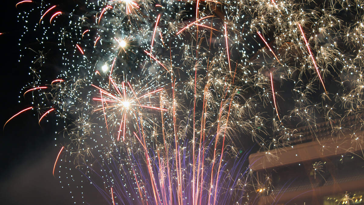 Fireworks light up the skyline of UNC's Kenan Stadium during Chapel Hill's Fourth of July celebration Wednesday.