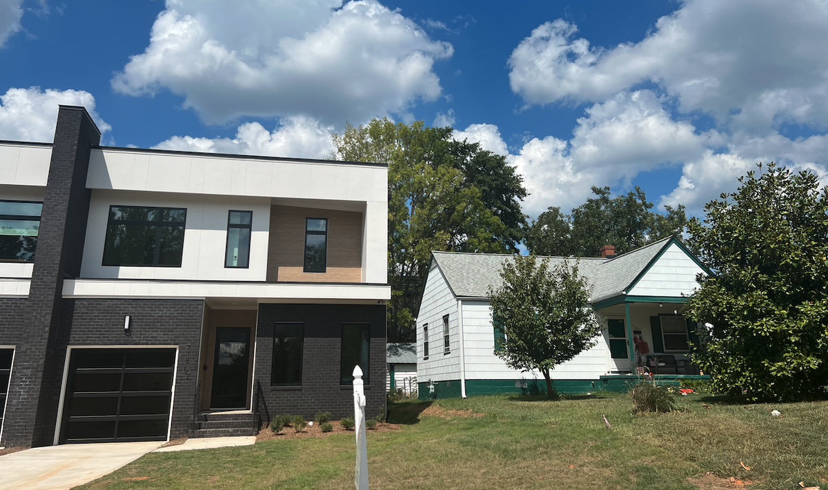 In coveted neighborhoods like Raleigh’s historic Capitol Heights district, homes once built as entry-level housing on Van Buren Road are being replaced with million-dollar townhouses.