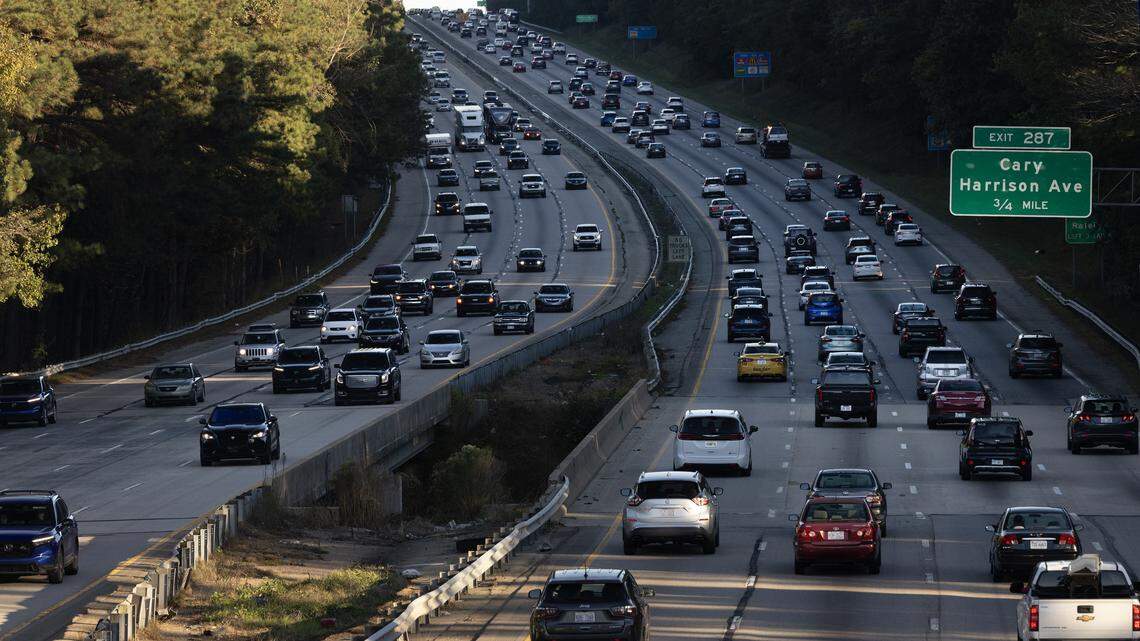 Interstate 40 in Cary looking east toward Raleigh.