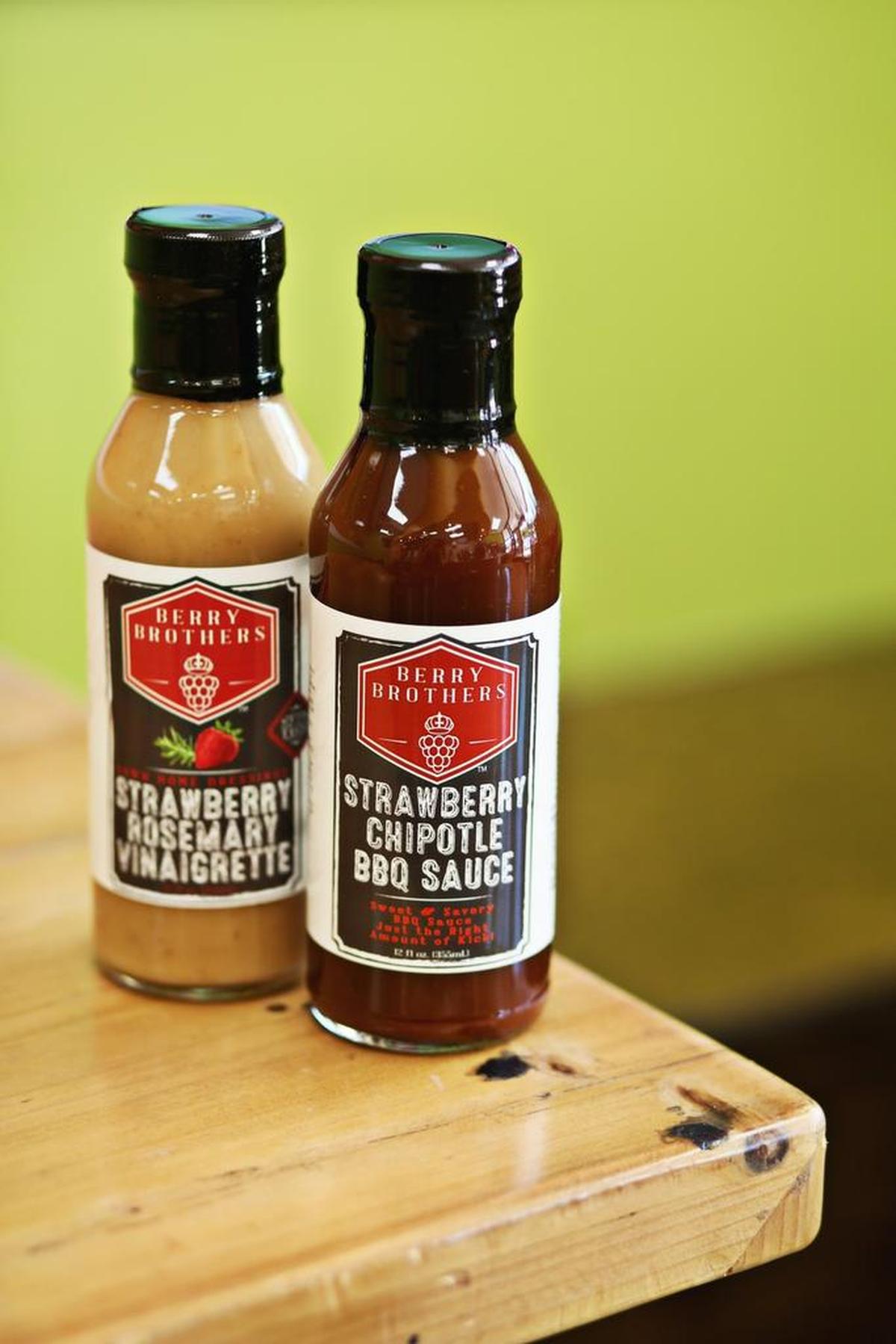 Locally-made Berry Brothers has a Strawberry Rosemary Vinaigrette and Strawberry Chipotle BBQ Sauce.