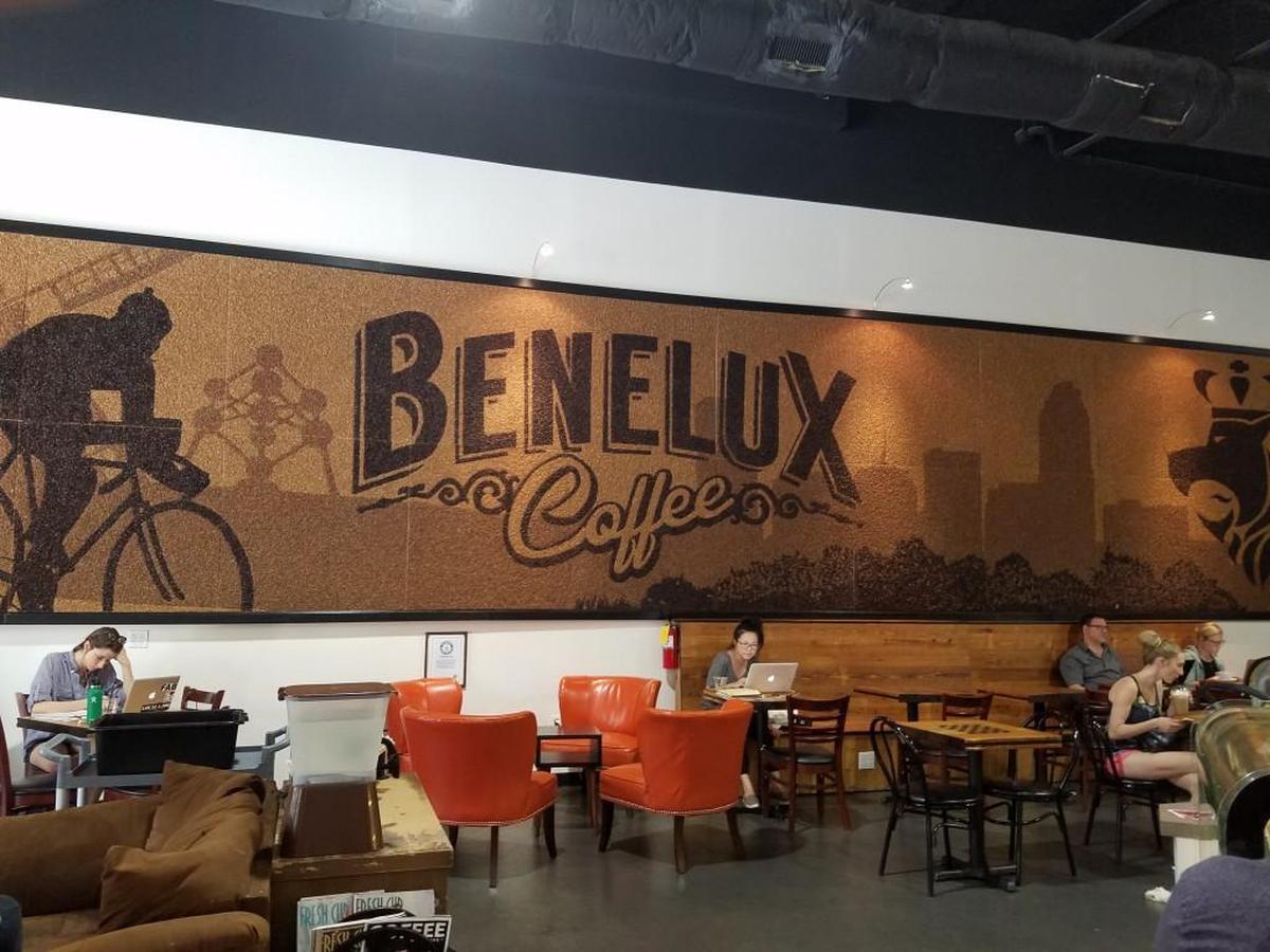 Benelux coffee bean mural in Raleigh