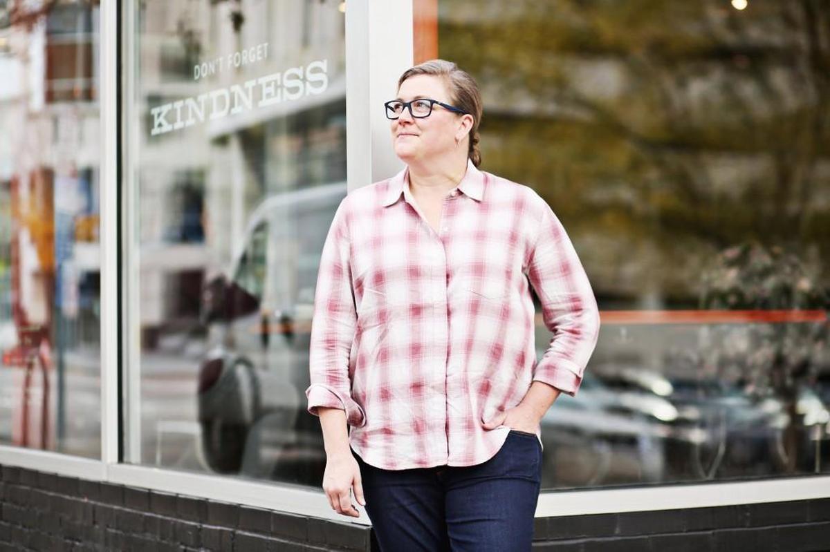 Chef Ashley Christensen outside of her restaurants, Chuck’s and Beasley’s Chicken + Honey, in downtown Raleigh, in a 2017 photo.
