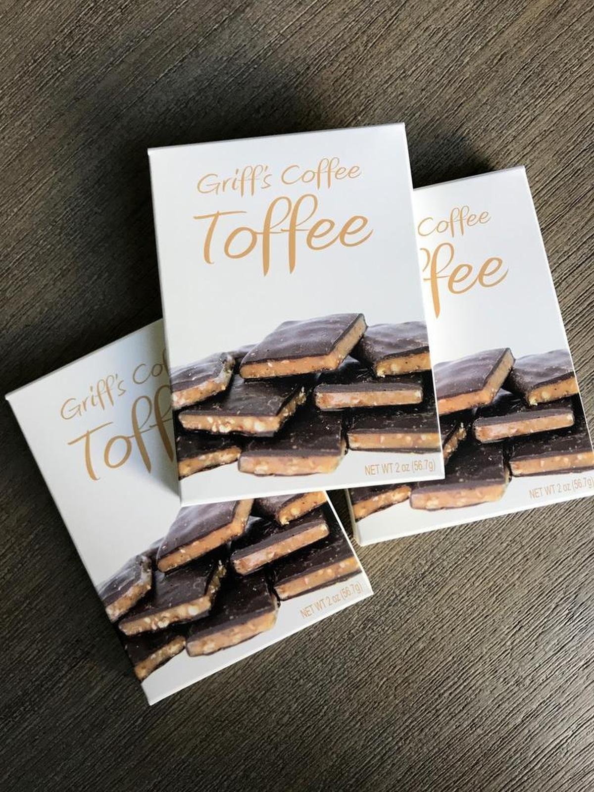Griff’s Coffee Toffee, a new confection from the same folks who make Chapel Hill Toffee, is a great local food gift.