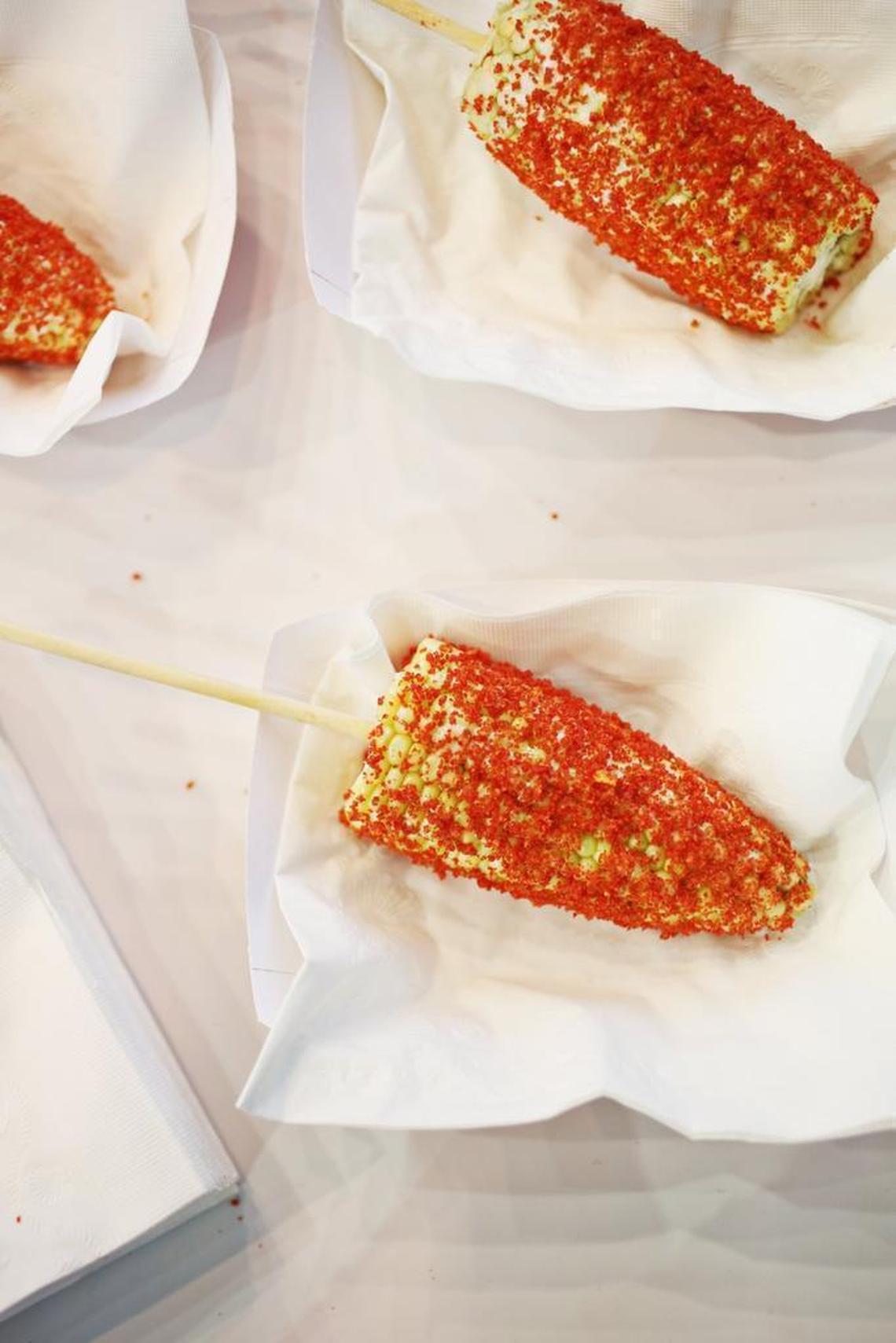 Flamin’ Hot Cheetos Corn on the Cob from Douglas Farms during the N.C. State Fair Media Lunch Monday, Oct. 9. 2017.