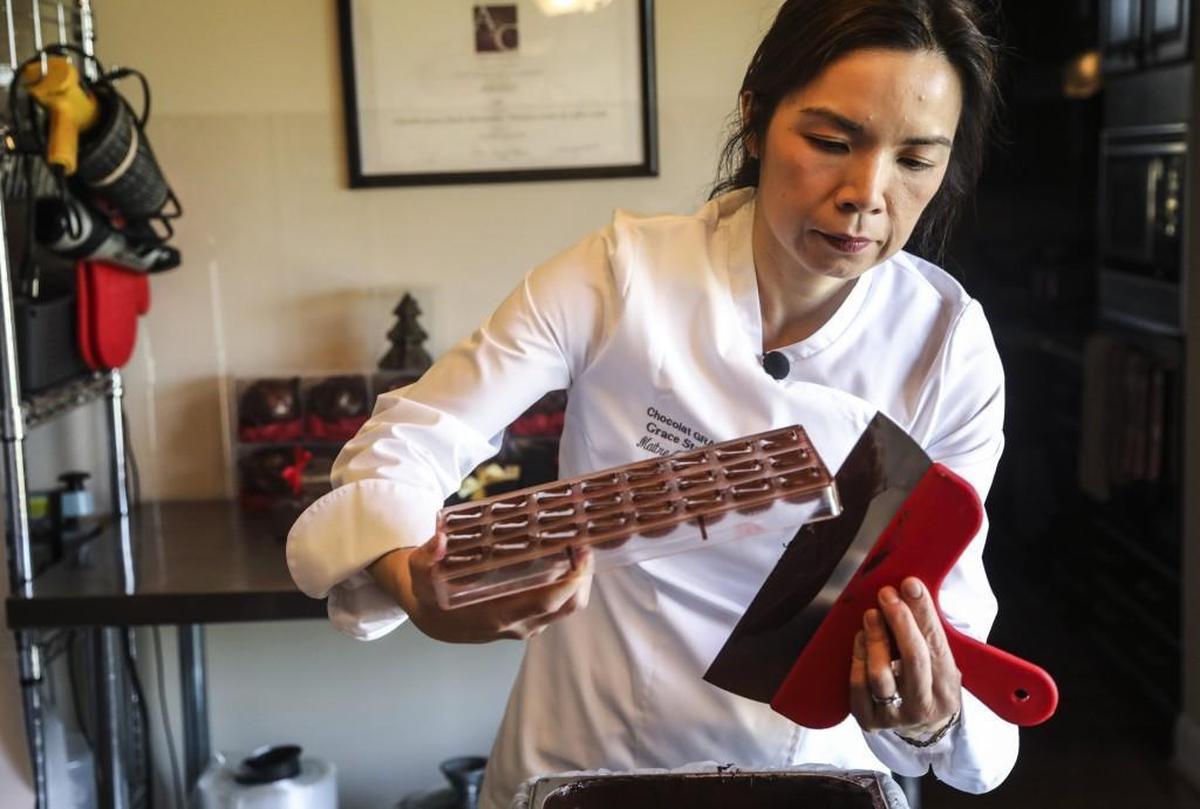 Grace Stocker of Cary left her job as an engineer when her second child was born. As a stay-at-home mom, she decided to launch a chocolate making business. Chocolat Grace, a chocolate retailer that is only a year old, has already won international awards.